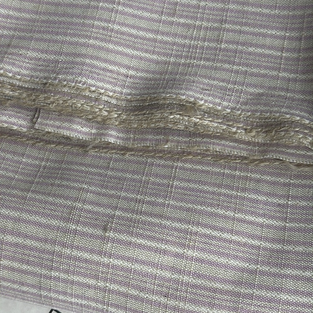 1.75 Yards Vintage Lavender & Ivory Striped Woven Fabric – 60” Wide Mid-Century